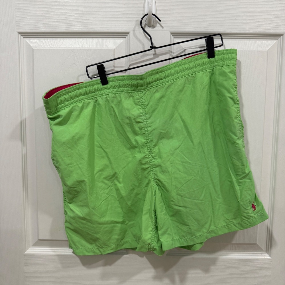 Polo Ralph Lauren Mens XL Lime Green Pink Pony Swim Trunks Board Shorts